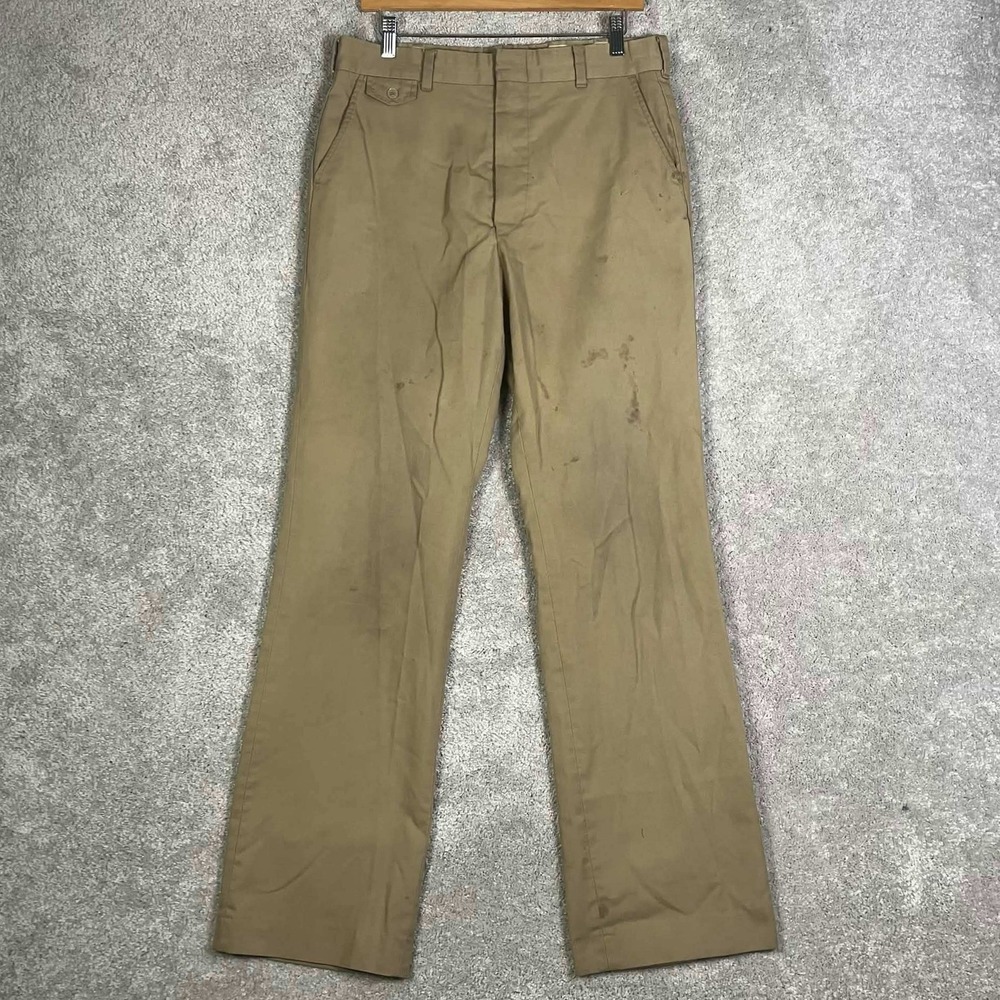Vintage 70s Garan Khaki Pants Mens Tan Talon Zipper Made in USA Workwear 32x32